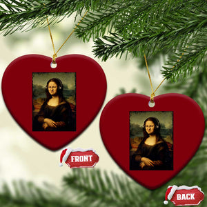 Funny Mona Lisa Bass Face Music Lovers DJs Ceramic Ornament