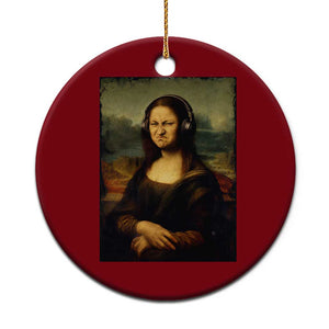 Funny Mona Lisa Bass Face Music Lovers DJs Ceramic Ornament