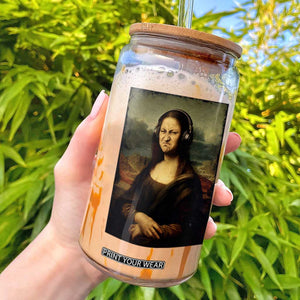 Funny Mona Lisa Bass Face Music Lovers DJs Glass Can