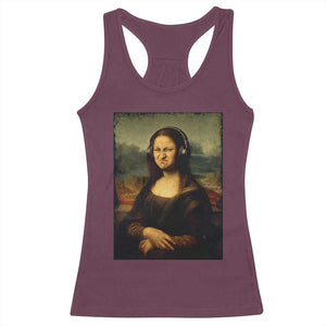 Funny Mona Lisa Bass Face Music Lovers DJs Racerback Tank Top
