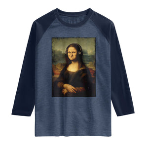 Funny Mona Lisa Bass Face Music Lovers DJs Raglan Shirt