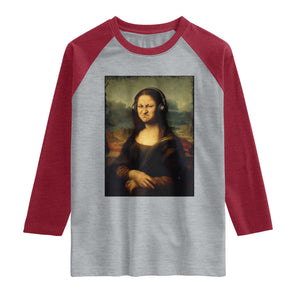 Funny Mona Lisa Bass Face Music Lovers DJs Raglan Shirt