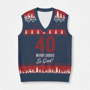 40 Never Looked So Good Funny 40th Birthday V-Neck Knit Sweater Vest