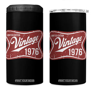 50th Birthday Beer Lover Vintage 1976 Limited Edition 4 in 1 Can Cooler Tumbler Red Metal Beer Soft Sign Graphic