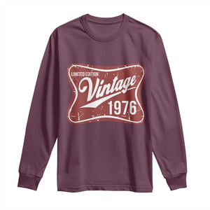 50th Birthday Beer Lover Vintage 1976 Limited Edition Long Sleeve Shirt Red Metal Beer Soft Sign Graphic