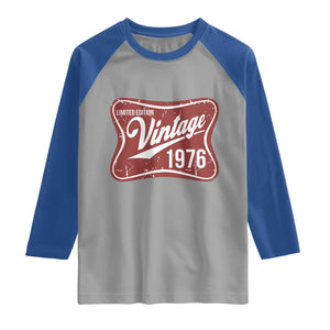 50th Birthday Beer Lover Vintage 1976 Limited Edition Raglan Shirt Red Metal Beer Soft Sign Graphic