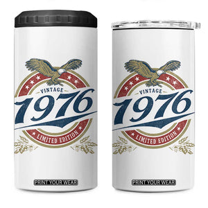 50th Birthday Beer Lover Vintage 1976 Limited Edition 4 in 1 Can Cooler Tumbler Bald Eagle