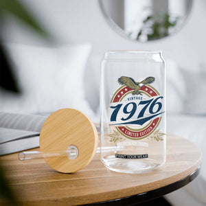 50th Birthday Beer Lover Vintage 1976 Limited Edition Glass Can Bald Eagle