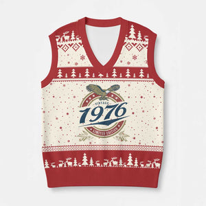 50th Birthday Beer Lover Vintage 1976 Limited Edition V-Neck Knit Sweater Vest Bald Eagle