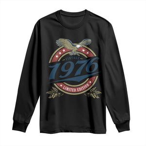 50th Birthday Beer Lover Vintage 1976 Limited Edition Long Sleeve Shirt Bald Eagle