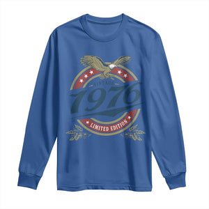 50th Birthday Beer Lover Vintage 1976 Limited Edition Long Sleeve Shirt Bald Eagle