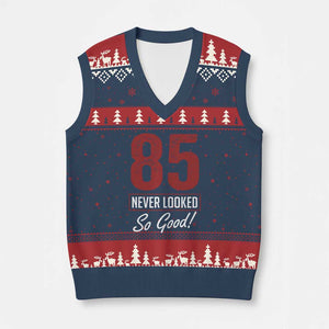 85 Never Looked So Good Funny 85th Birthday V-Neck Knit Sweater Vest