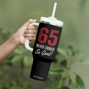 65 Never Looked So Good Funny 65th Birthday Tumbler With Handle