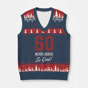60 Never Looked So Good Funny 60th Birthday V-Neck Knit Sweater Vest