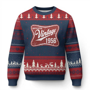 70th Birthday Beer Lover Vintage 1956 Limited Edition Ugly Christmas Sweater Red Metal Beer Soft Sign Graphic