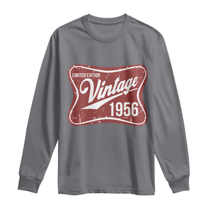 70th Birthday Beer Lover Vintage 1956 Limited Edition Long Sleeve Shirt Red Metal Beer Soft Sign Graphic