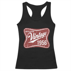 70th Birthday Beer Lover Vintage 1956 Limited Edition Racerback Tank Top Red Metal Beer Soft Sign Graphic