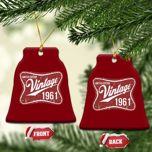 65th Birthday Beer Lover Vintage 1961 Limited Edition Ceramic Ornament Red Metal Beer Soft Sign Graphic