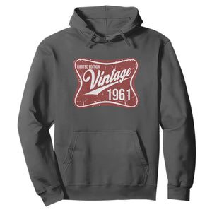 65th Birthday Beer Lover Vintage 1961 Limited Edition Hoodie Red Metal Beer Soft Sign Graphic