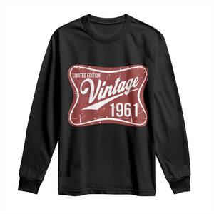 65th Birthday Beer Lover Vintage 1961 Limited Edition Long Sleeve Shirt Red Metal Beer Soft Sign Graphic