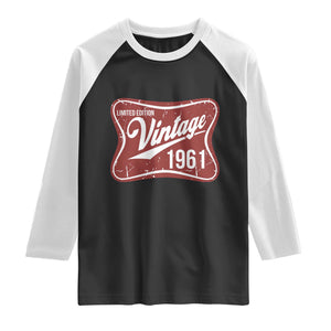 65th Birthday Beer Lover Vintage 1961 Limited Edition Raglan Shirt Red Metal Beer Soft Sign Graphic