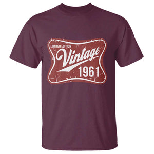 65th Birthday Beer Lover Vintage 1961 Limited Edition T Shirt Red Metal Beer Soft Sign Graphic