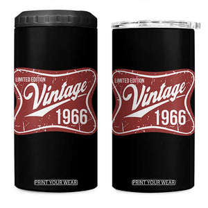 60th Birthday Beer Lover Vintage 1966 Limited Edition 4 in 1 Can Cooler Tumbler Red Metal Beer Soft Sign Graphic