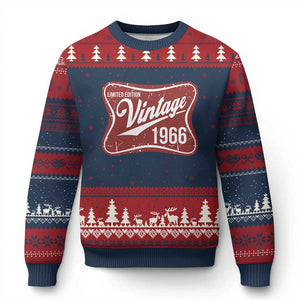 60th Birthday Beer Lover Vintage 1966 Limited Edition Ugly Christmas Sweater Red Metal Beer Soft Sign Graphic