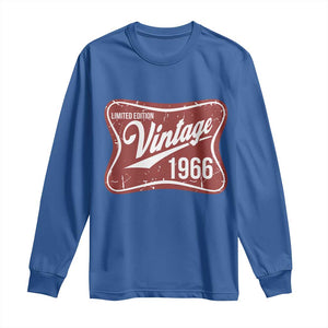 60th Birthday Beer Lover Vintage 1966 Limited Edition Long Sleeve Shirt Red Metal Beer Soft Sign Graphic