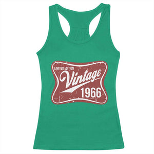 60th Birthday Beer Lover Vintage 1966 Limited Edition Racerback Tank Top Red Metal Beer Soft Sign Graphic