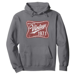 55th Birthday Beer Lover Vintage 1971 Limited Edition Hoodie Red Metal Beer Soft Sign Graphic