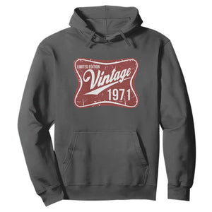 55th Birthday Beer Lover Vintage 1971 Limited Edition Hoodie Red Metal Beer Soft Sign Graphic