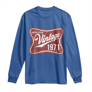 55th Birthday Beer Lover Vintage 1971 Limited Edition Long Sleeve Shirt Red Metal Beer Soft Sign Graphic