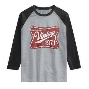 55th Birthday Beer Lover Vintage 1971 Limited Edition Raglan Shirt Red Metal Beer Soft Sign Graphic