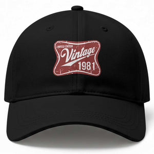 45th Birthday Beer Lover Vintage 1981 Limited Edition Baseball Cap Red Metal Beer Soft Sign Graphic