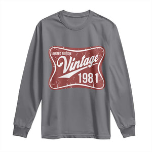 45th Birthday Beer Lover Vintage 1981 Limited Edition Long Sleeve Shirt Red Metal Beer Soft Sign Graphic
