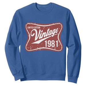 45th Birthday Beer Lover Vintage 1981 Limited Edition Sweatshirt Red Metal Beer Soft Sign Graphic
