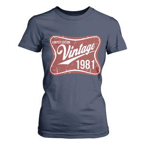 45th Birthday Beer Lover Vintage 1981 Limited Edition T Shirt For Women Red Metal Beer Soft Sign Graphic