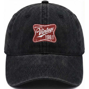 45th Birthday Beer Lover Vintage 1981 Limited Edition Washed Cotton Baseball Cap Red Metal Beer Soft Sign Graphic