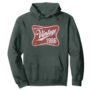 40th Birthday Beer Lover Vintage 1986 Limited Edition Hoodie Red Metal Beer Soft Sign Graphic