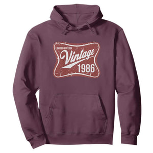 40th Birthday Beer Lover Vintage 1986 Limited Edition Hoodie Red Metal Beer Soft Sign Graphic