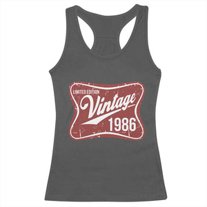 40th Birthday Beer Lover Vintage 1986 Limited Edition Racerback Tank Top Red Metal Beer Soft Sign Graphic