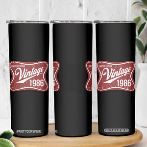 40th Birthday Beer Lover Vintage 1986 Limited Edition Skinny Tumbler Red Metal Beer Soft Sign Graphic