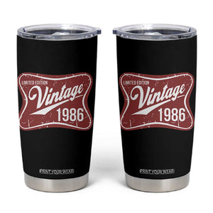 40th Birthday Beer Lover Vintage 1986 Limited Edition Tumbler Cup Red Metal Beer Soft Sign Graphic