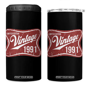 35th Birthday Beer Lover Vintage 1991 Limited Edition 4 in 1 Can Cooler Tumbler Red Metal Beer Soft Sign Graphic