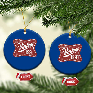 35th Birthday Beer Lover Vintage 1991 Limited Edition Ceramic Ornament Red Metal Beer Soft Sign Graphic