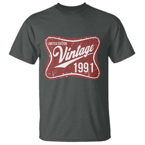 35th Birthday Beer Lover Vintage 1991 Limited Edition T Shirt Red Metal Beer Soft Sign Graphic