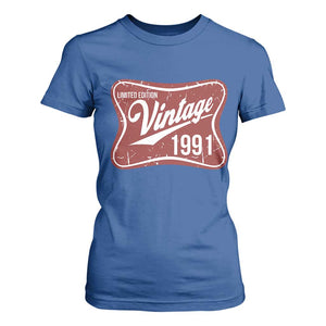 35th Birthday Beer Lover Vintage 1991 Limited Edition T Shirt For Women Red Metal Beer Soft Sign Graphic