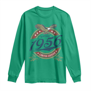 70th Birthday Beer Lover Vintage 1956 Limited Edition Long Sleeve Shirt Bald Eagle