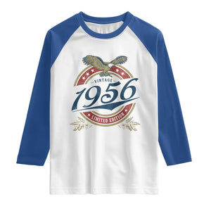 70th Birthday Beer Lover Vintage 1956 Limited Edition Raglan Shirt Bald Eagle